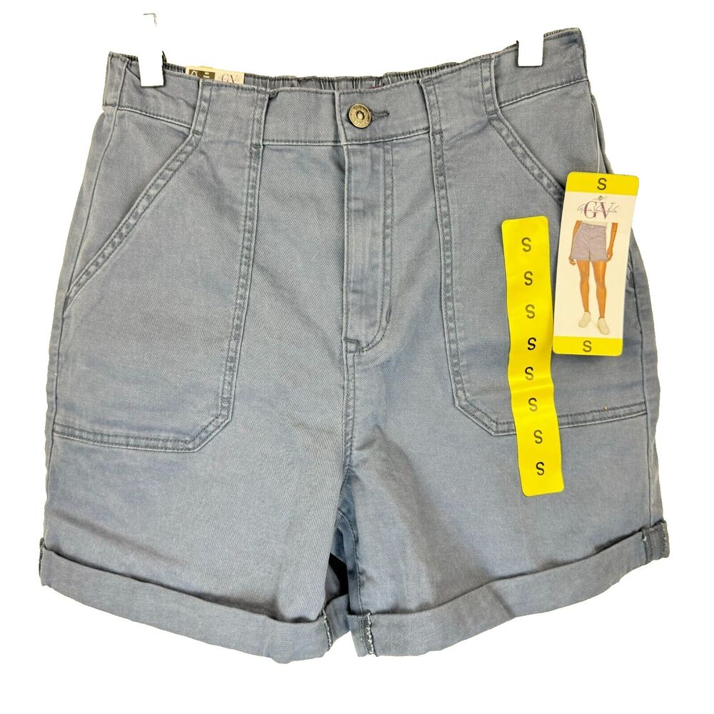 Gloria Vanderbilt Ladies Blue Utility Short Size S Zipper Pockets